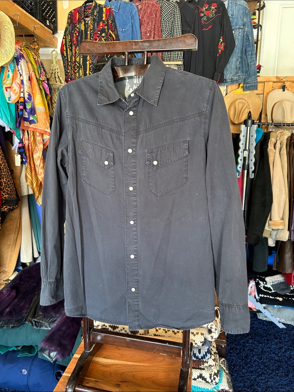 Old Navy Black Western Button-Down Shirt